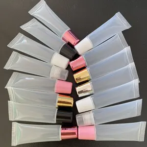 Huaxin company vendita calda OEM ODM custom mini squeeze tube lipgloss tubo di plastica trasparente lip gloss tube