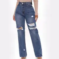 Jeans Straight Leg Jeans High Waisted Ripped Jeans Women Casual High Waist For Mom Jeans