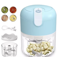 Mini picadora de ajo eléctrica, procesador de alimentos inalámbrico portátil con cuchillas de acero inoxidable, trituradora de ajo recargable por USB
