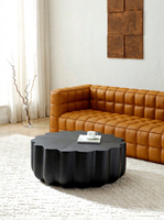 Table basse minimaliste italienne en fibre de verre, design pétale, noire, pour salon, petit appartement, mobilier moderne pour la maison