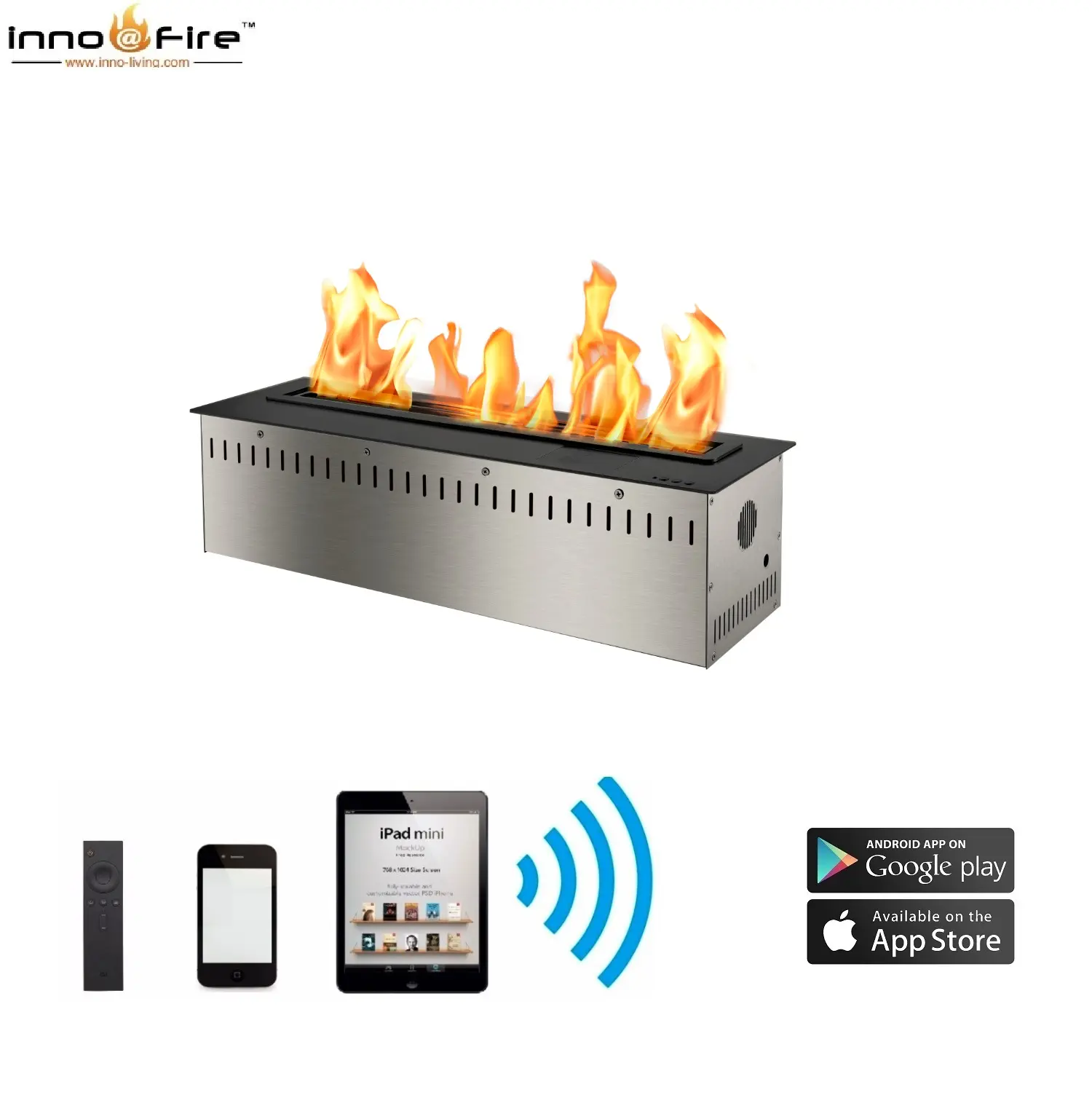 Inno-Living Lò Sưởi Ethanol Điều Khiển Từ Xa/Wifi Nơi Chữa Cháy Bằng Điện Trong Nhà