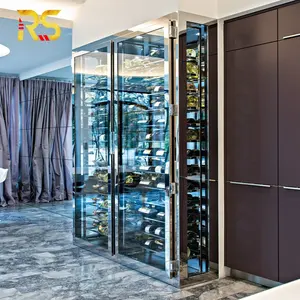 Accueil moderne en acier inoxydable verre porte-vin whisky stockage vin vitrine luxe maison bar à vin armoire pour salon
