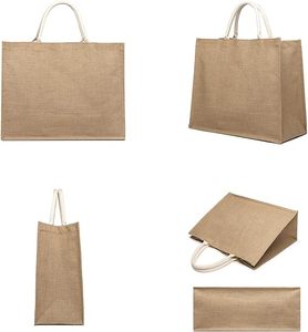 Hot Classic Style Grocery Shopping Beach Shoulder Tote Reusable Women's Portable <b>Large</b> Jute Gunny Bags - Product Image 5