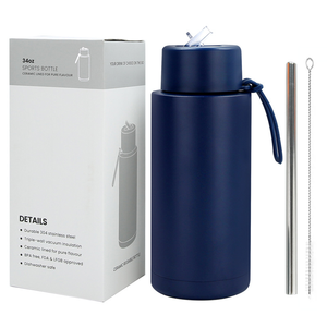 Borraccia Sportiva <span class=keywords><strong>in</strong></span> Acciaio Inox a Doppia Parete con Isolamento Sottovuoto, 1000ml, con Coperchio a Cannuccia Ribaltabile e Cinturino - Product Image 6