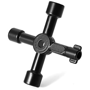 Clé <span class=keywords><strong>universelle</strong></span> multifonction 4-en-1 pour électricien et plombier, clé à molette croisée carrée et triangulaire pour gaz, train, purge de radiateur - Product Image 1