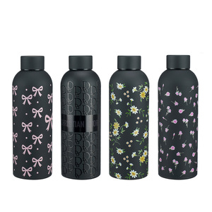 Botella de Agua Aislada de Acero Inoxidable Marca Key, 500 ml, Diseño Floral, Botella Deportiva Portátil para Uso en Exteriores - Product Image 2