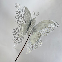 3D Creux Papillon Fleur Argent Fleur De Noël Paillettes Arbre De Noël Décoration Paillettes Rose Paillettes Tissu Papillon