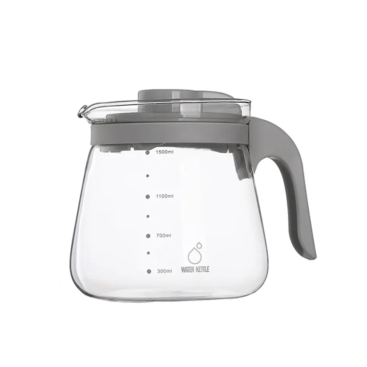 Hot sale heat resistant 1700ml coffee juice jug water pitcher glass tea pot with plastic lid