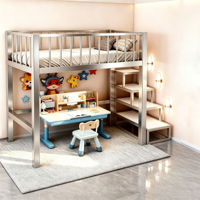 Lit mezzanine en acier inoxydable sur mesure avec bureau, meubles de chambre à coucher pour enfants, gain de place, pour la maison et l'appartement