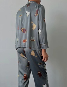 Ensembles de Pyjamas en Soie 100% Biologique de Luxe pour Hommes, Taille Personnalisée, Deux Pièces, Imprimé, Vêtements de Nuit en Soie de Luxe pour Hommes Animaux - Product Image 3