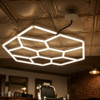 Plafonnier LED modulaire hexagonal, panneau en nid d'abeille, blanc chaud, blanc froid, pour salon de coiffure, salle de bain, loft