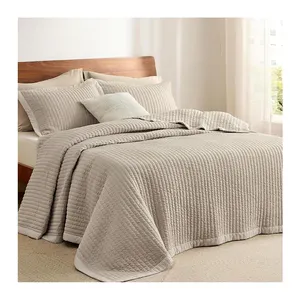 Lanh lanh Quilt 100% Pháp Linen bộ đồ giường Quilted chăn trẻ em Playmat paly Mat bedspread đảo ngược Linen cotton Quilt Cover