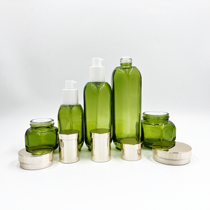 Contenants pour Soins de la Peau Emballage Cosmétique Ensemble de Pots en Verre Vert avec Pompe Scellée pour Tonique Lotion Crème Crème Visage Carton - Product Image 4