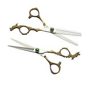 Tijeras de Adelgazamiento Profesionales de Acero Inoxidable Japonés con Mango Dorado de Dragón para Mano Derecha, Herramienta de Corte para Peluquería y Salón - Product Image 1