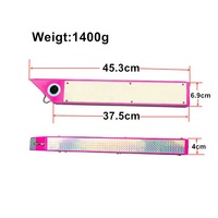 Leurre MISTER LURE 45cm 1400g avec miroirs et sonnette pour la pêche au thon et au marlin, leurre en bois pour la pêche à la traîne en haute mer