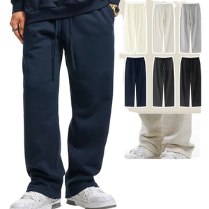 Pantalones Deportivos de Pierna Recta para Hombre, de Cintura Media, Estilo Casual, Color Sólido Teñido Personalizado de Alta Calidad, con Cordón Ajustable - Product Image 1