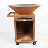Fournitures de jardin : Barbecue à charbon d'extérieur robuste et mobile, Brasero Plancha, foyer avec roues pour patio et jardin
