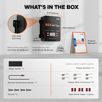 Contrôleur de charge solaire MPPT LiTime à dissipation thermique 60A 12V/24V/36V/48V pour batterie FePO4, puissance PV max. 3480W, adaptateur Bluetooth
