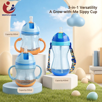 Vente en gros de gobelets à bec pour bébés en plastique PP, gourdes pour enfants avec poignée et sangle pour bébés, 250 ml, 300 ml, 450 ml, sans BPA, personnalisables