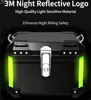 Nouvelle boîte de rangement arrière pour moto et voiture électrique, 57L, épaisse, rotative, en plastique, avec accessoires de verrouillage