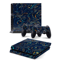 Autocollants de protection pour console PS4 avec 2 protections de manettes, communication filaire, matériau PVC