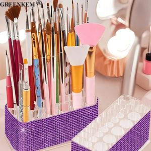 Nouveau 26 Trous <span class=keywords><strong>Diamant</strong></span> Monté Nail Pen Storage Box Brow Pencil Storage Rack Nail Brush Storage Rack - Product Image 2