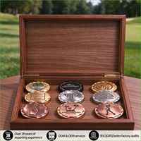 Marqueur de balle de golf 38 mm en étain forgé, finition antique, avec logo personnalisé, cadeau de golf durable, vente en gros usine