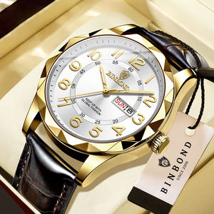 Reloj Binbond 5663 de Moda Ultrafino con Movimiento de Cuarzo Luminoso, Correa de Cuero, Resistente al Agua, Doble Calendario, para Hombre, Estilo Casual y de Negocios - Product Image 1