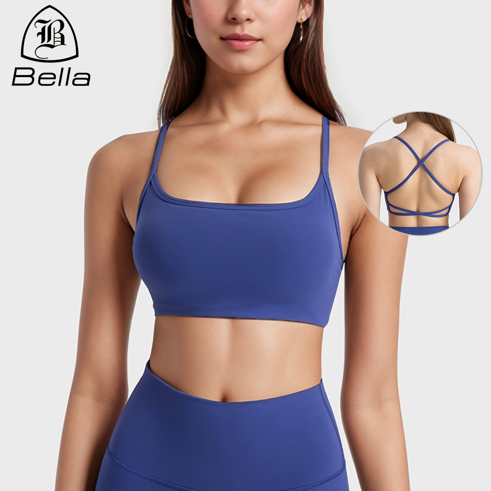 Custom Spaghetti Strap Cross Back Sport Bras Women Gym Activewear Workout Yoga Bra Sports Fitness Tank Top