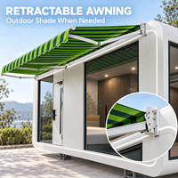 Maisonnette préfabriquée intégrée en une seule pièce, type Apple Cabin, avec verrière panoramique et auvent rétractable pour complexe hôtelier ou camping
