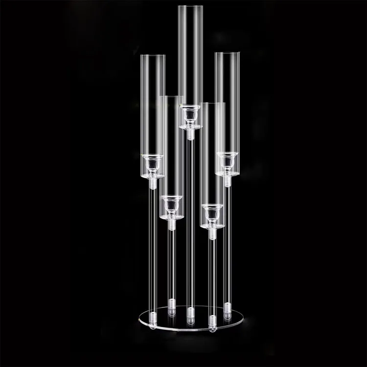 Table Decorations Wedding Centerpieces Reusable 5 Arm Candelabra Clear Glass Acrylic Candle Holders