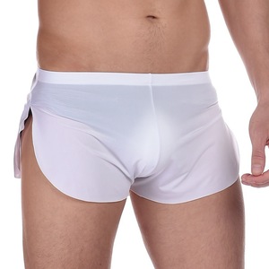 Shorts de <span class=keywords><strong>pyjama</strong></span> pour hommes en soie glacée tricotée, ODM, décontractés, sexy, respirants, taille basse, avec fentes latérales - Product Image 1