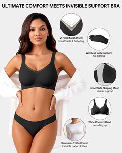 Reggiseno Invisibile Sotto Abiti, Senza Fili, Scollo a V, Traspirante in Rete, con Striscia in Gel, Supporto Morbido, <span class=keywords><strong>Taglie</strong></span> <span class=keywords><strong>Forti</strong></span>, Copertura Completa, Reggiseno T-shirt - Product Image 2