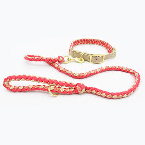 Nuevo <span class=keywords><strong>collar</strong></span> de correa de perro tejido a mano, correas tejidas a la moda, collares para mascotas, conjunto de correas de lujo para perros medianos y grandes - Product Image 6