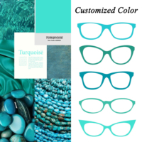Bijoux de luxe Lunettes personnalisées en acétate rouge Monture optique pour femmes avec incrustation de pierres précieuses turquoises et détails en métal