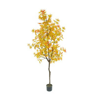 Bonsaï en érable vert d'automne artificiel au design moderne pour l'automne Halloween Pâques Décoration pour l'extérieur Arrangements saisonniers