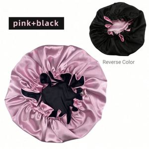Bonnet de nuit réversible en satin pour femme, grande taille, avec double dentelle, pour le soin des cheveux, vente en gros - Product Image 4