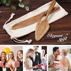 Couteau et Spatule de Mariage Personnalisés avec Gravure de Noms, Ensemble de Découpe de Gâteau en Bois pour Mariage, Cadeaux Personnalisés - Product Image 2