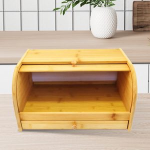 Boîte de rangement pour pain en bambou Yazhu Jushi avec couvercle, organisateur de cuisine multifonctionnel, rangement de bureau pour la pâtisserie - Product Image 4
