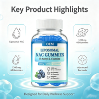 Gummies Liposomales NAC N-Acétyl-L-Cystéine 1200mg Formule 10 en 1, 60 Comprimés