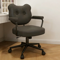 Chaise de bureau ergonomique moderne en cuir, dossier mi-haut, hauteur réglable, inclinable, pivotante, base en acier, pour salle de conférence, salon et salle à manger
