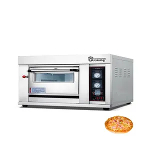 1 Deck 1 Tray Counter Temperatur Kontrol Oven Batu Gas Pizza Oven