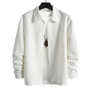 Chaqueta de Jacquard de un Solo Pecho para Hombre, Estilo Europeo Americano, Diseño de Parches de Color Sólido, Solapa Casual, Transpirable, con Dobladillo Redondo - Product Image 2