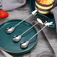Cuillère à café dorée en acier inoxydable, forme animale, écologique, contemporaine, personnalisable, résistante à la chaleur, pour restaurants