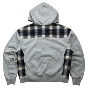 Clothing Manufacturers Custom French Terry 420gsm Cotton <b>flannel</b> Plaid Patchwork Color Block Zip up Hoodie <b>Jacket</b> for Men - Product Image 3