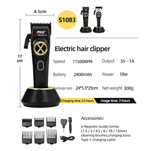 Cortadora de Pelo Profesional IPRO, Motor Magnético Vectorial de 11500 RPM, Base de Carga USB, Máquina de Afeitar, Potente Cortadora de Pelo - Product Image 4