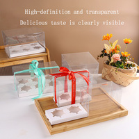 Boîte d'emballage personnalisée pour cupcake 2 4 6 12 trous Boîtes à muffins Boîtes d'emballage pour biscuits macaron Emballage transparent pour boîte à gâteau