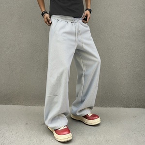 Pantalon de survêtement en coton pour homme, avec cordon de serrage, longueur intégrale, couleur unie, respirant, décontracté - Product Image 3