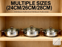 Ensemble de casseroles en acier inoxydable non revêtu au design moderne - Poêle à frire profonde et marmite avec couvercle en verre pour une cuisine saine