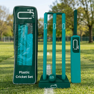 Kit de cricket de plage en plastique pour enfants, vente en gros directe usine, pour jeux sportifs d'été en extérieur et au jardin, fournisseur de logos personnalisés - Product Image 1